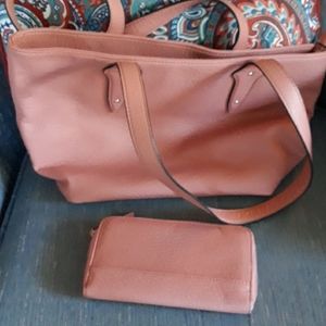Pink Nicole Miller handbag with matching wallet